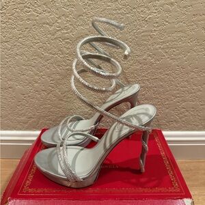 Rene Caovilla Silver Spiral Strap Heels